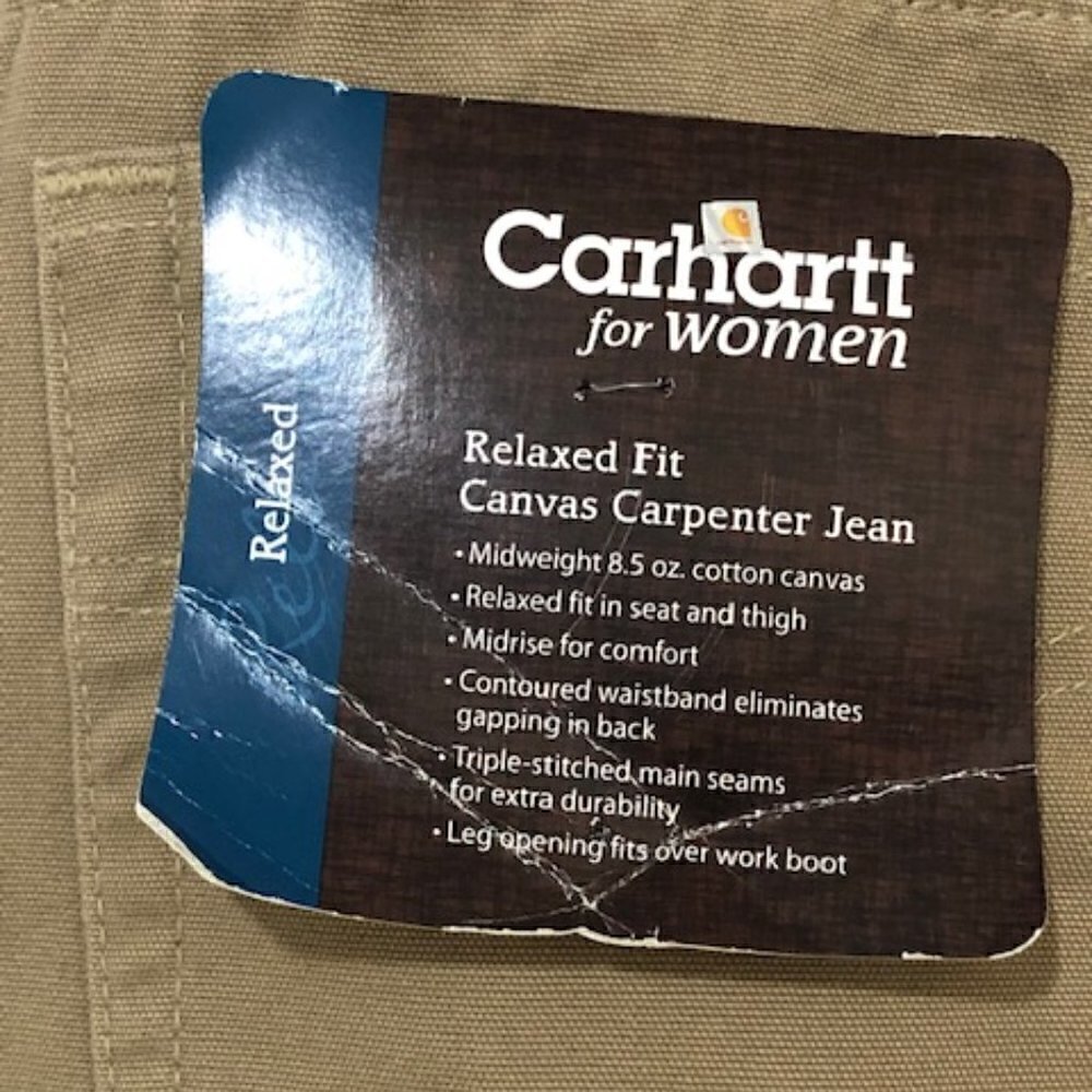 𝅺carhartt Khaki Relaxed Fit Canvas Carpenter Jeans - Picture 4 of 8